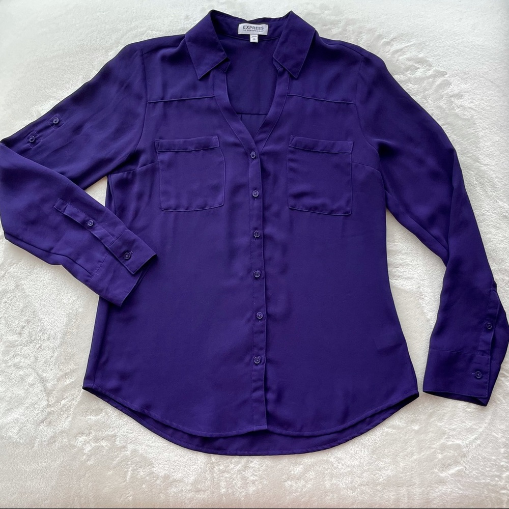 Express Portofino purple long sleeve button down, small.